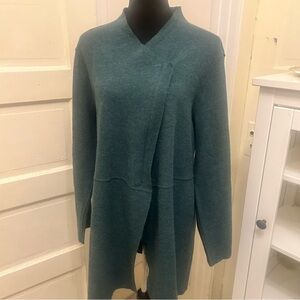 EILEEN FISHER Merino Wool Lightweight Teal Women's Coat Minimalist Cosy Fall